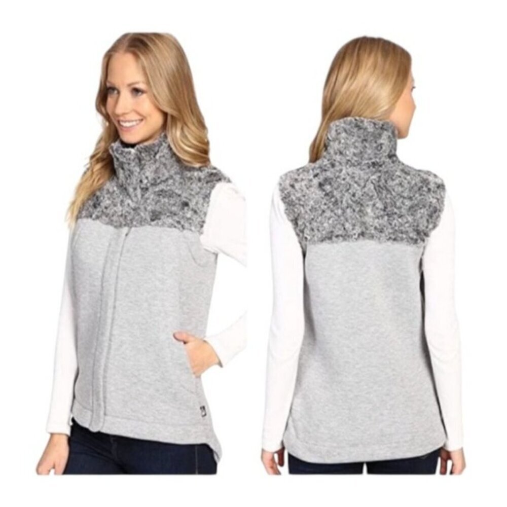 The North Face Vest Women Small Gray Faux Fur Hybrination Thermal 3D Gorpcore